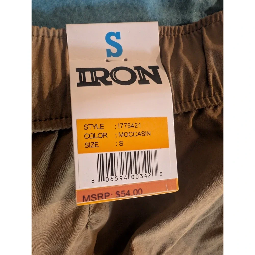 New Iron Co Stretch Tech Drawstring Cargo Khaki Tan Mens Pants Size Small